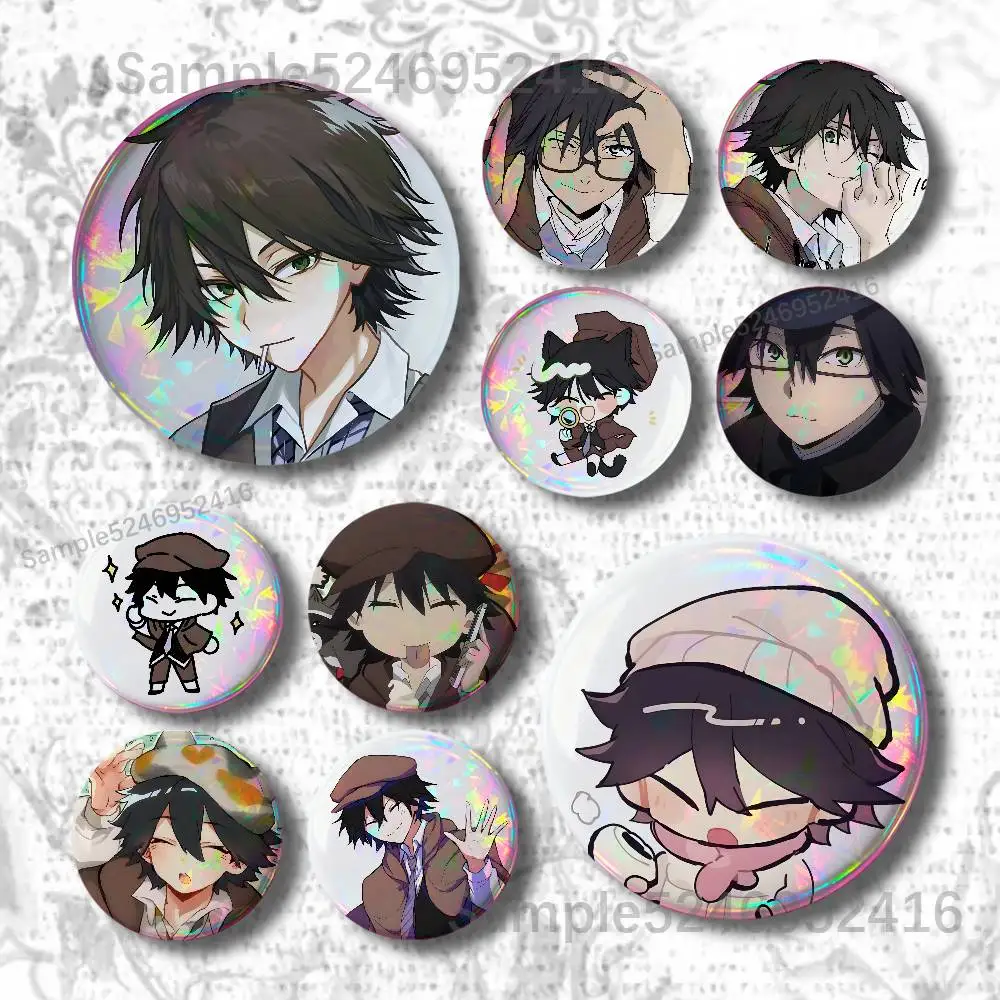 R-Ranpo Edogawa BSD Bungo Laser Badge Creative Pins Brooch for Bag Clothes Hat Decor Gifts Fans Collect Accessories Lapel Pin