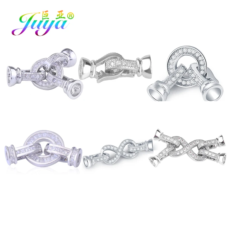 Juya Handmade Decorative Connector Fastener Locks Clasps Accessories For DIY Needlework Baroque Pearls Crystals Jewelry Making