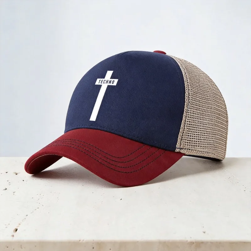 Techno Cross baseball cap Summer cool Mesh breathable hats Mens Womens Unisex Music Festival Black Detroit Snapback hats