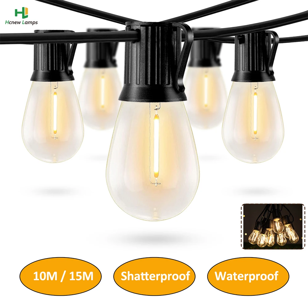 

Shatterproof S14 Retro Street Garland String Light Plastic Bulb Waterproof 220V E27 Led Light Christmas Outside Party Decoration