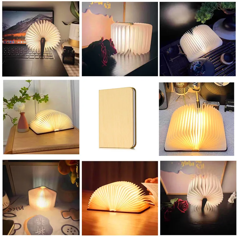 Creative Folding Flip Table Lamp Will Glow Book Lamp Bedroom Bedside Table Top Atmosphere DIY Nightlight Birthday Gift Gift