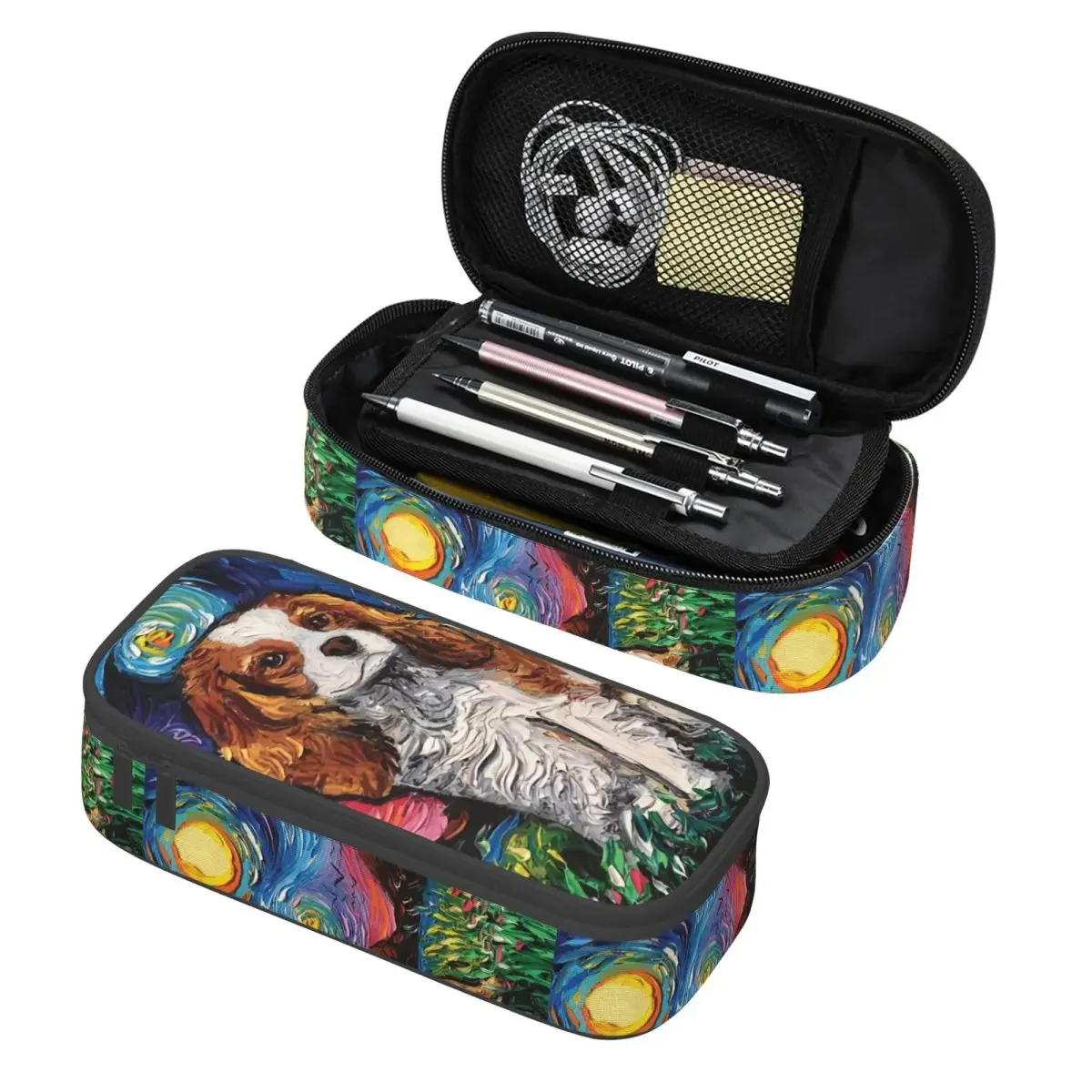 

Кавалер-кинг-чарльз-спаниель, портреты для домашних животных, художественные пеналы для собак, большая коробка для ручек, сумка, школьные аксессуары