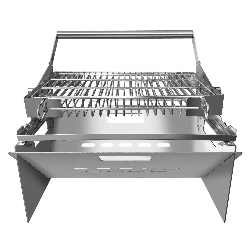 Easily Flip BBQ Grill Grate Portable Folding Stainless steel Charcoal  BBQ Grill