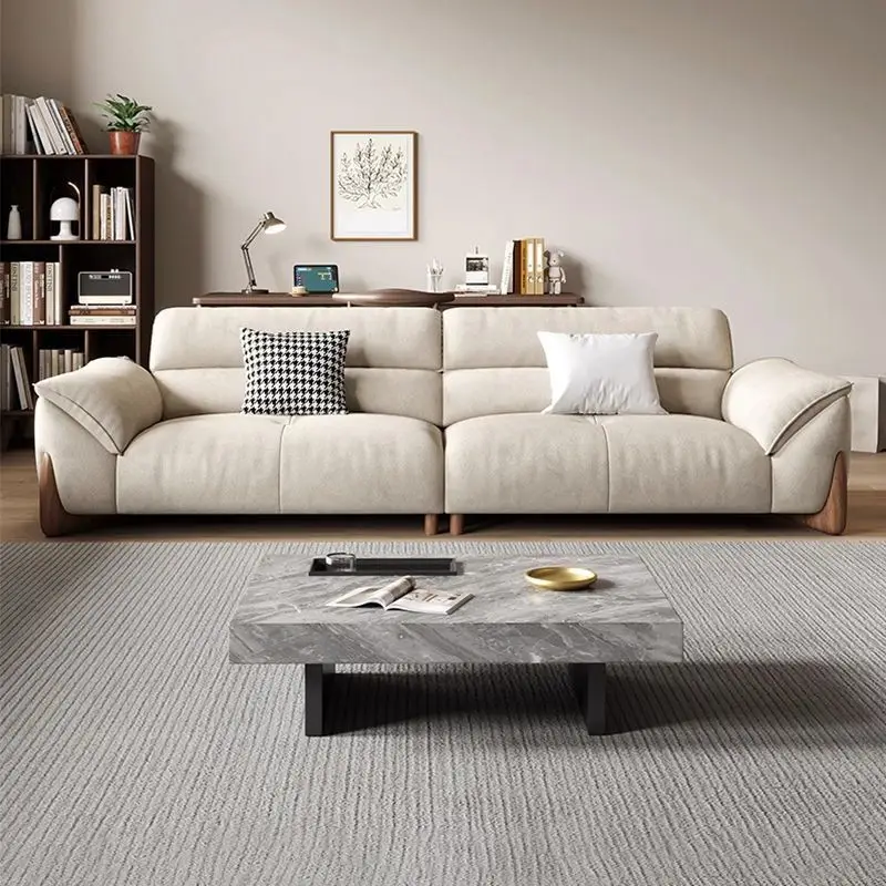 Living room small apartment straight row technology cloth flannel sofa