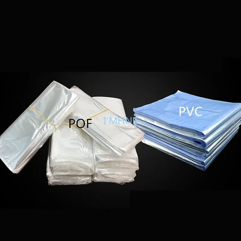 100Pcs Heat Shrink Bag Transparent Blue Dustproof Anti-oxidation Hot Sealing Film Home PVC or POF Storage Bags for Shoes Soap