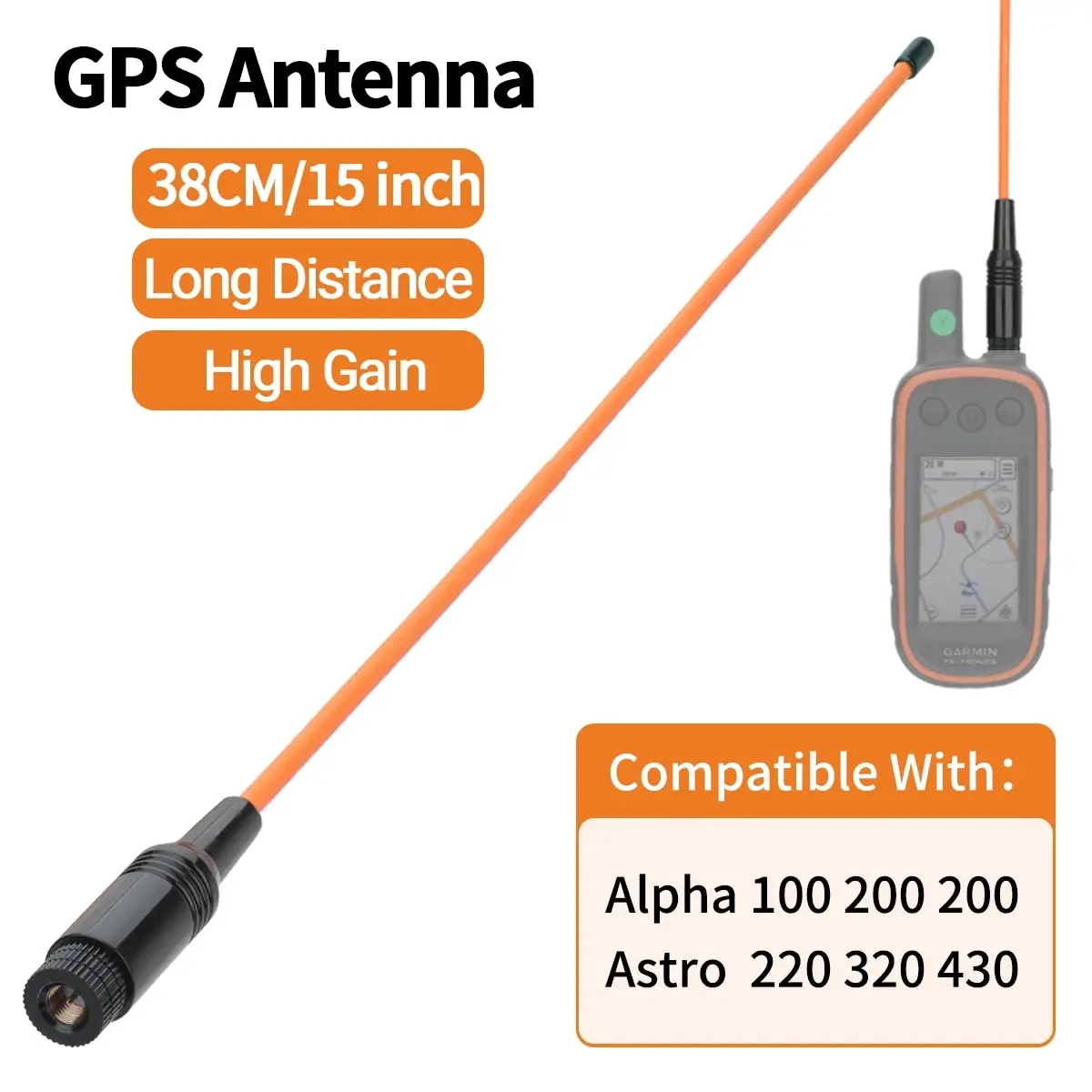 Antena GPS Garmin Alpha 38 cm - latigo SMA macho, largo alcance - imagen 2