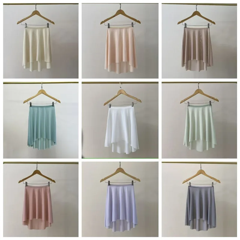 Ballet leotard Skirt Adult Tulle Short Front Long Back Elastic Yoga Classical Dance Skirt Cotton Polyester Blend Short Pleated