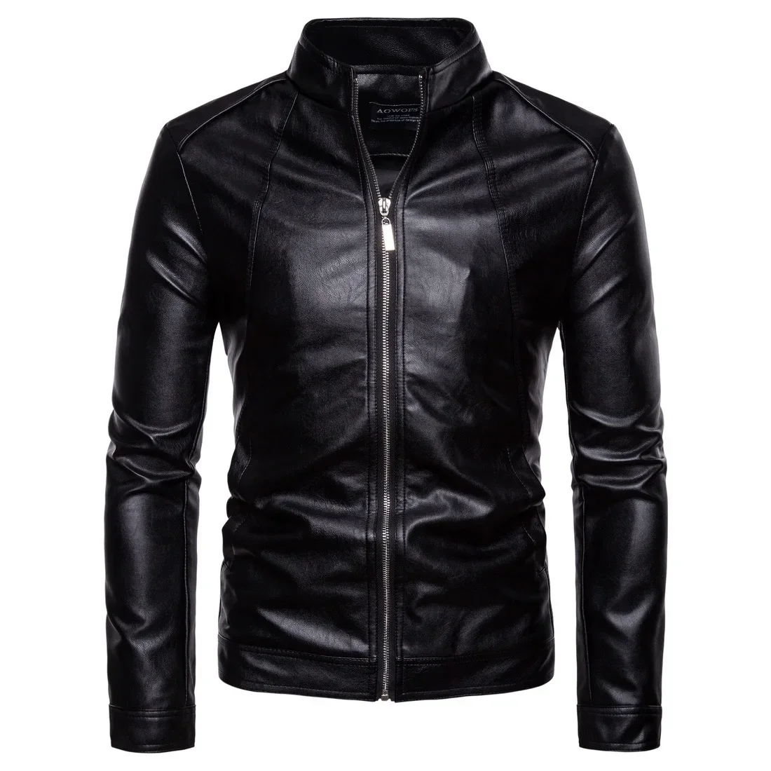 

2023 Autumn/Winter New Standing Collar Solid Men's Motorcycle Leather Coat Leather Jacket Coat