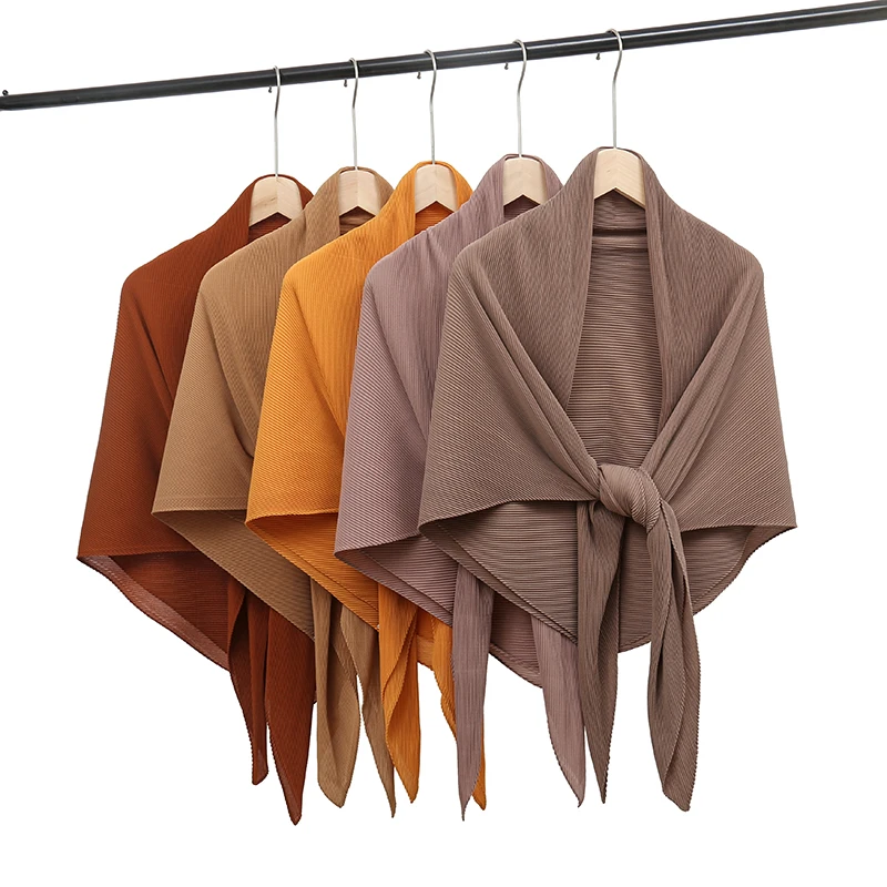 Hijab Musulman en Mousseline de Soie Froissée pour Femme, Bandana, Mouchoir, Document Solide, Bandeau de Sauna, Foulard Doux, Turban, Nouvelle Collection