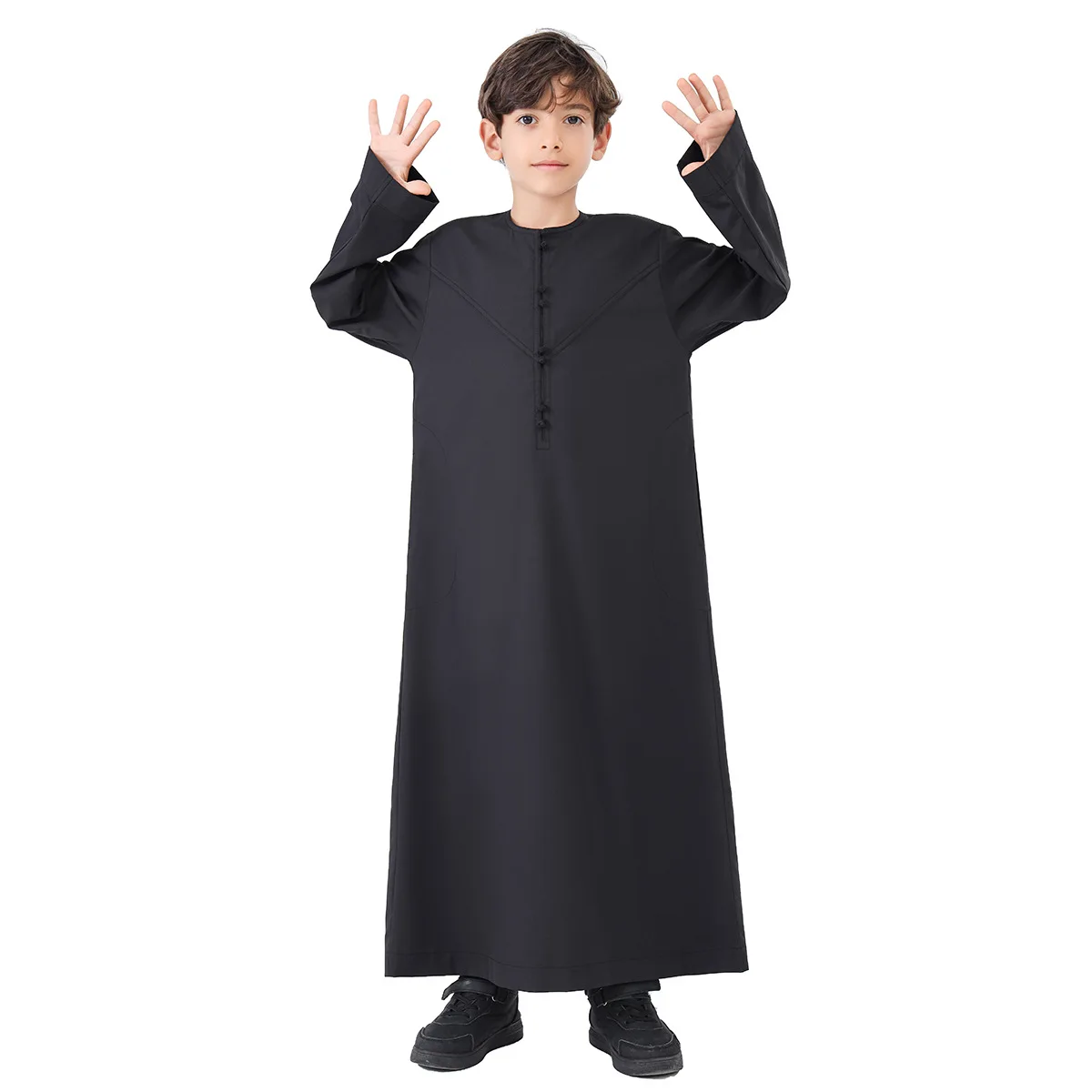 Children Robe Long Sleeve Teenager Muslim Clothing Boys Kaftan Islamic Middle East Arab Jubba Thobe Eid Djellaba Ramadan Abayas