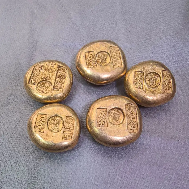 Pure copper gilded ingot gold coin ornament