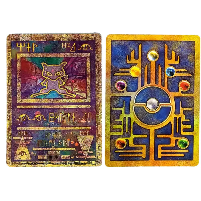 8.8 X6.3Cm Diy Self Made Pokemon Mew Gold Cards Metal Collection Card Anime Peripherals Collection Toys for Children