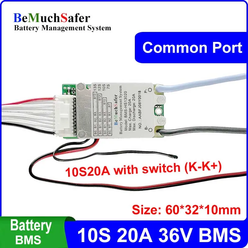 7S 10S 12S 13S 20A BMS Common Port With On/Off Switch Temperature Sensor 7S20A 10S20A 12S20A 13S20A 24V 36V 43.2V 48V for DIY