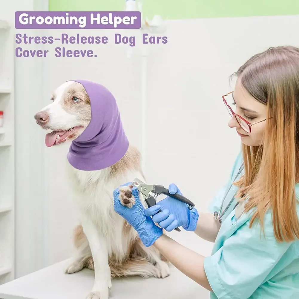 Dog Grooming Earmuff Warm Headband Ear Cover Neck Hat Noise Cancel Scarf Collar Soundproof Anxiety Pet Bath Quiet Dry HeadSleeve