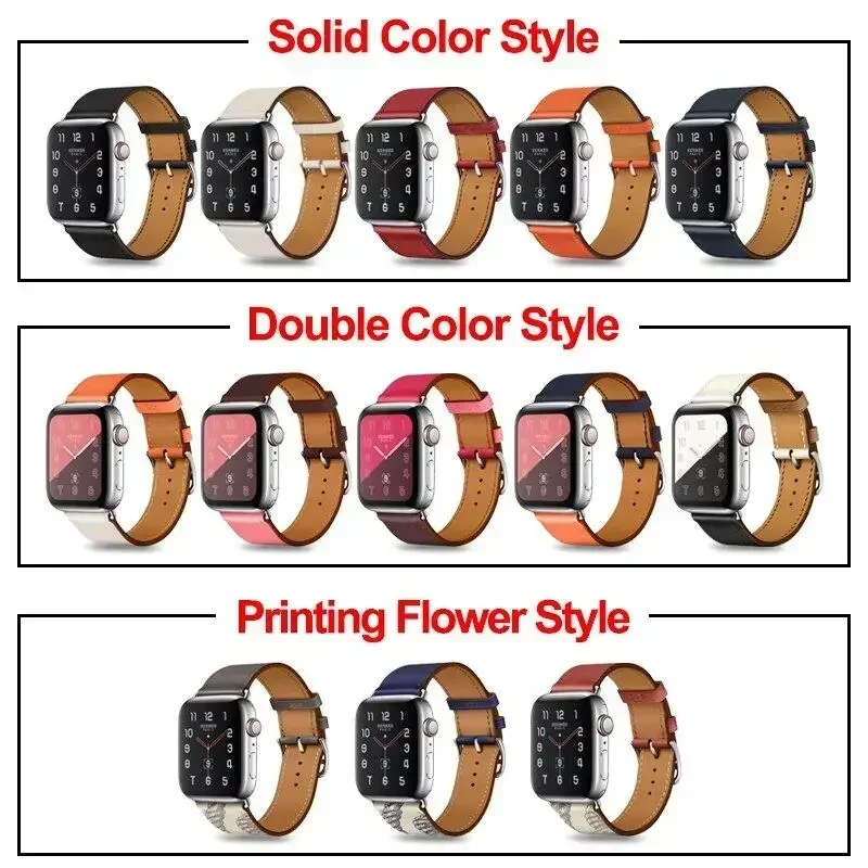 Leather Watch Band for apple watch strap Series9 8 7 6 SE 5 4 3 2 1 for iwatch 38mm 42mm Wrist for I Watch Band 44 40 41 45 49mm