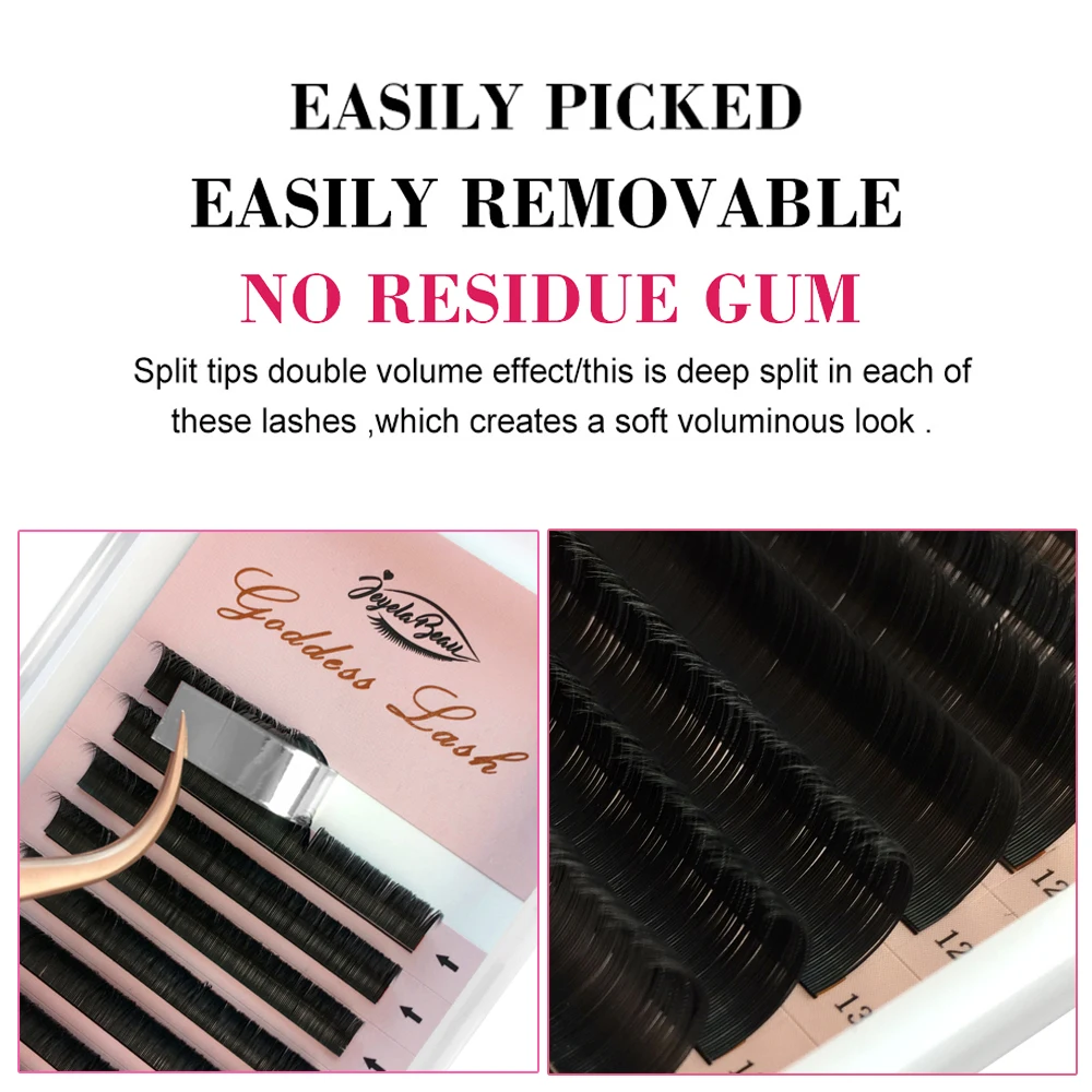 Goddess Ellipse Flat Lashes Soft Split-tips Fake Eyelash Extension Individual Eyelashes Nature Flat Ellipse Eyelashes Supplies