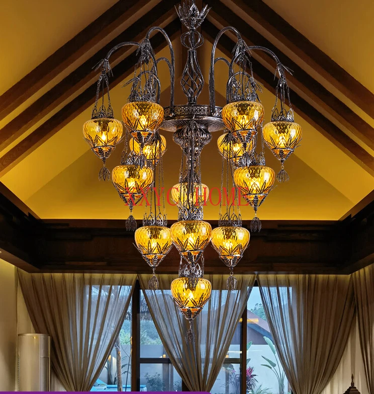 

Southeast Asian duplex villa loft dining room chandelier retro nostalgic high-end American creative personalized bar light