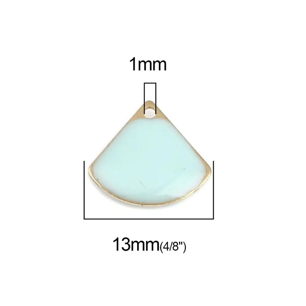 10pcs Copper Charms Enamelled Sequins Gold Color Metal Geometric Colorful Fan-shaped Pendants DIY Earrings Jewelry 13mm x 12mm