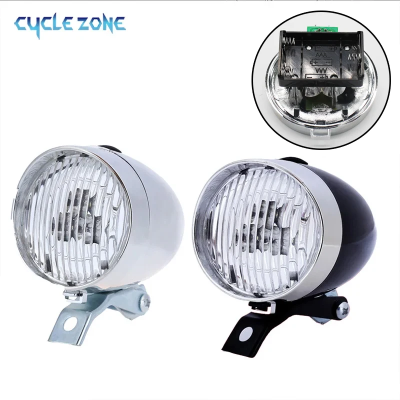 Retro Bicycle Headlight ABS Plastic Shell Classical Bike Light LED Bicycle Night Riding Front Lamp with Bracket Without Battery