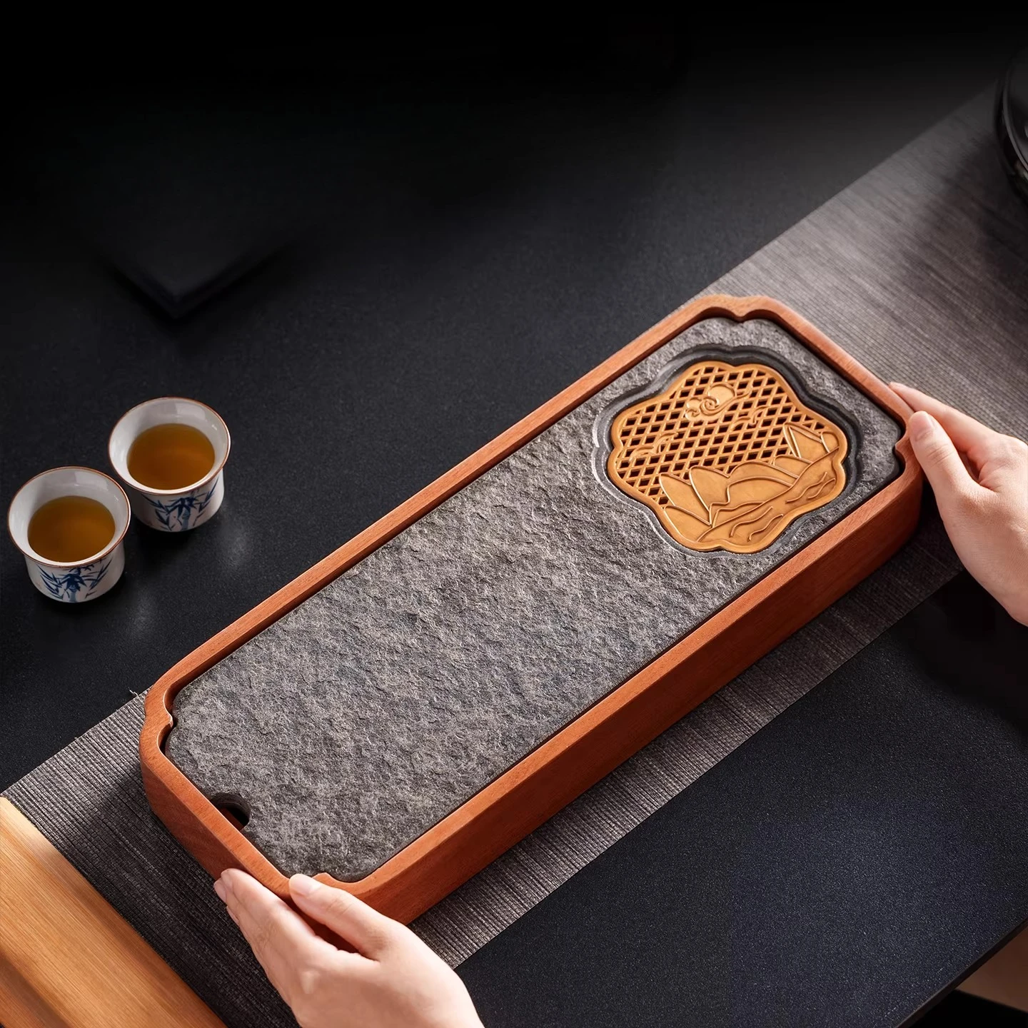 Indoor Tea Tray office Bamboo Chinese Supplies Rectangular Tea Tray Luxury Large Modern Original bandejas madera Tea Supplies