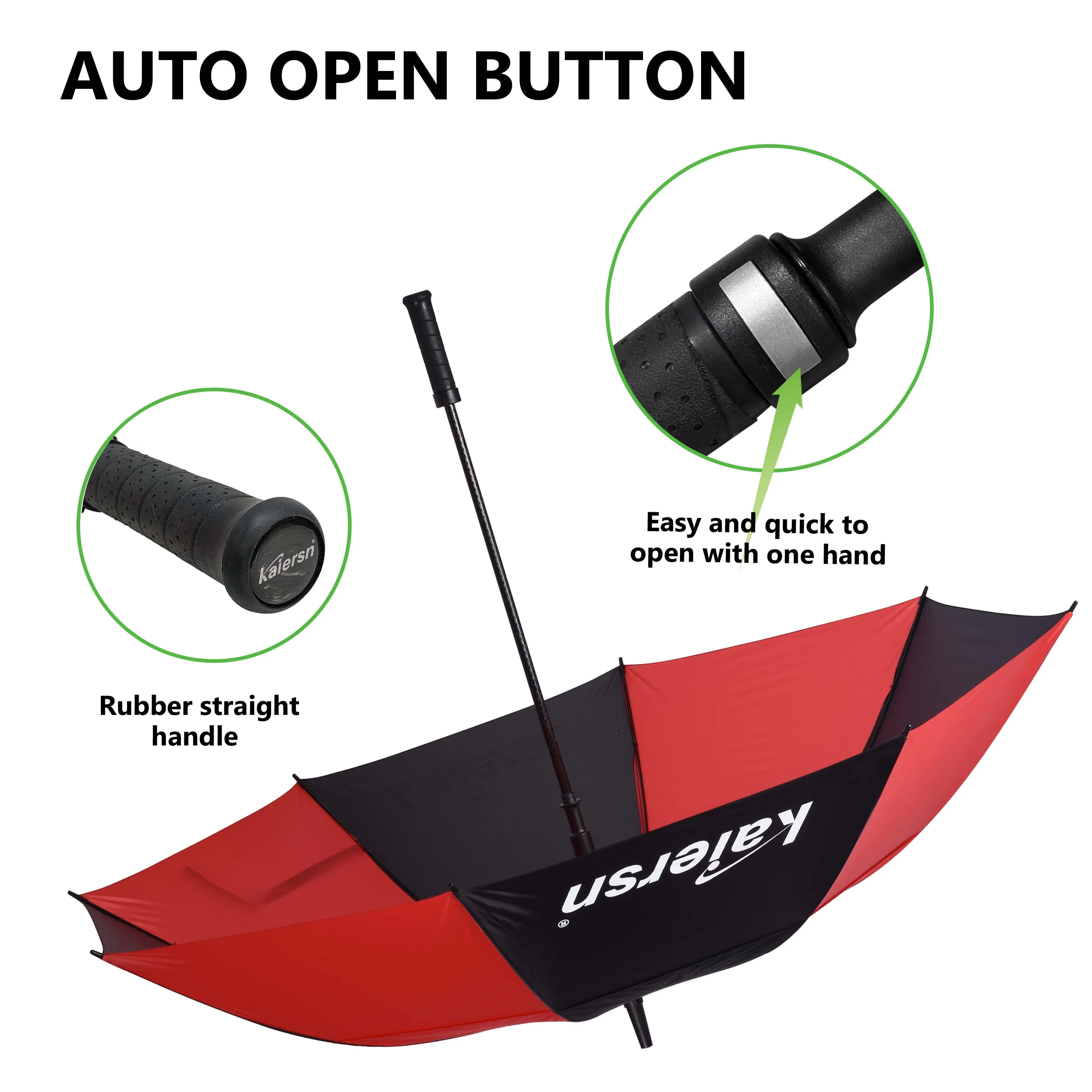 Kaiersn Golf Umbrella Large Size 30Inch Automatic Open Golf Umbrella Extra Large Oversize Double Canopy Vented Umbrella