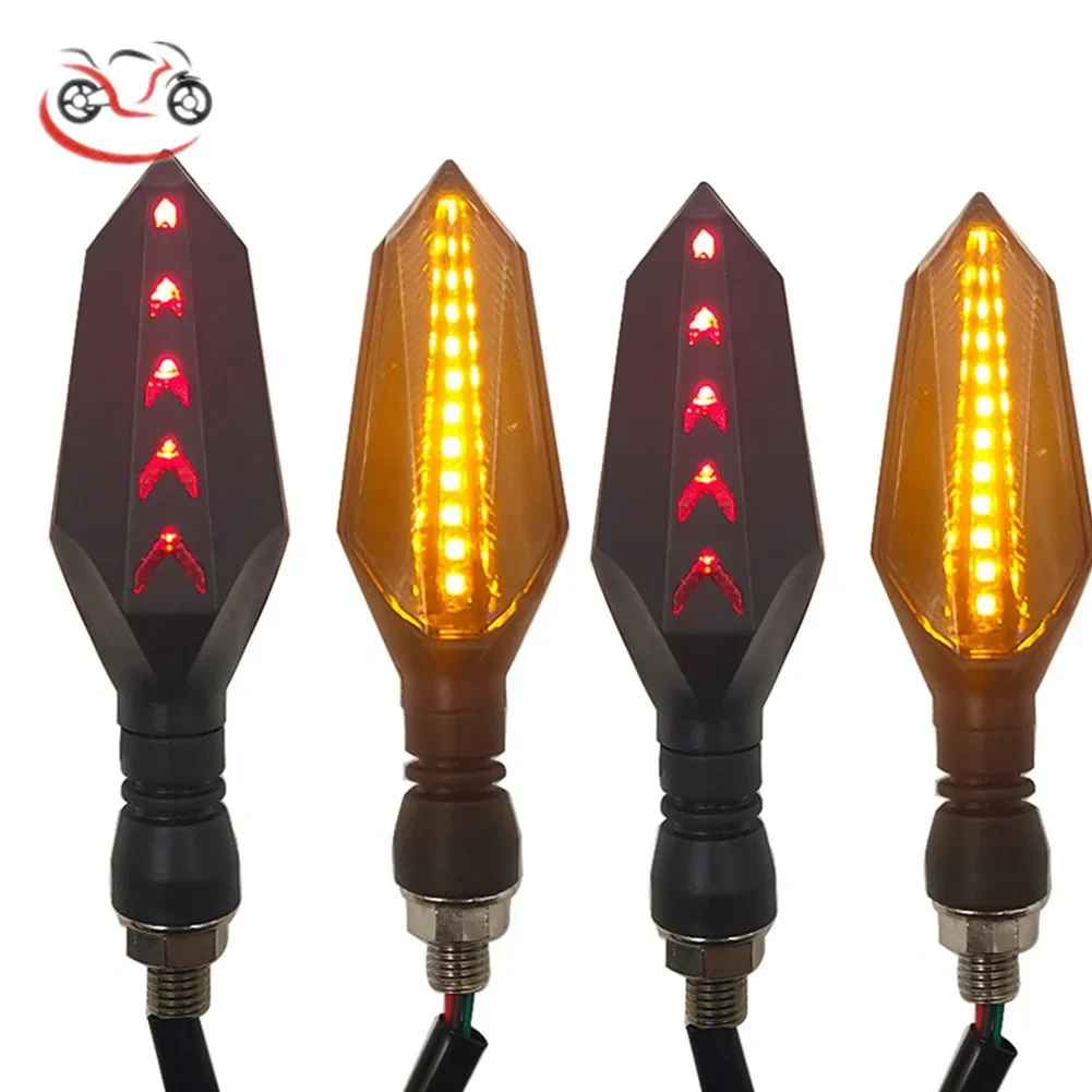 4PCS Motorcycle LED Turn Signals Water Flowing Dynamic Arrow Indicator Blinker Lamps Fit For Kawasaki Honda Yamaha Suzuki