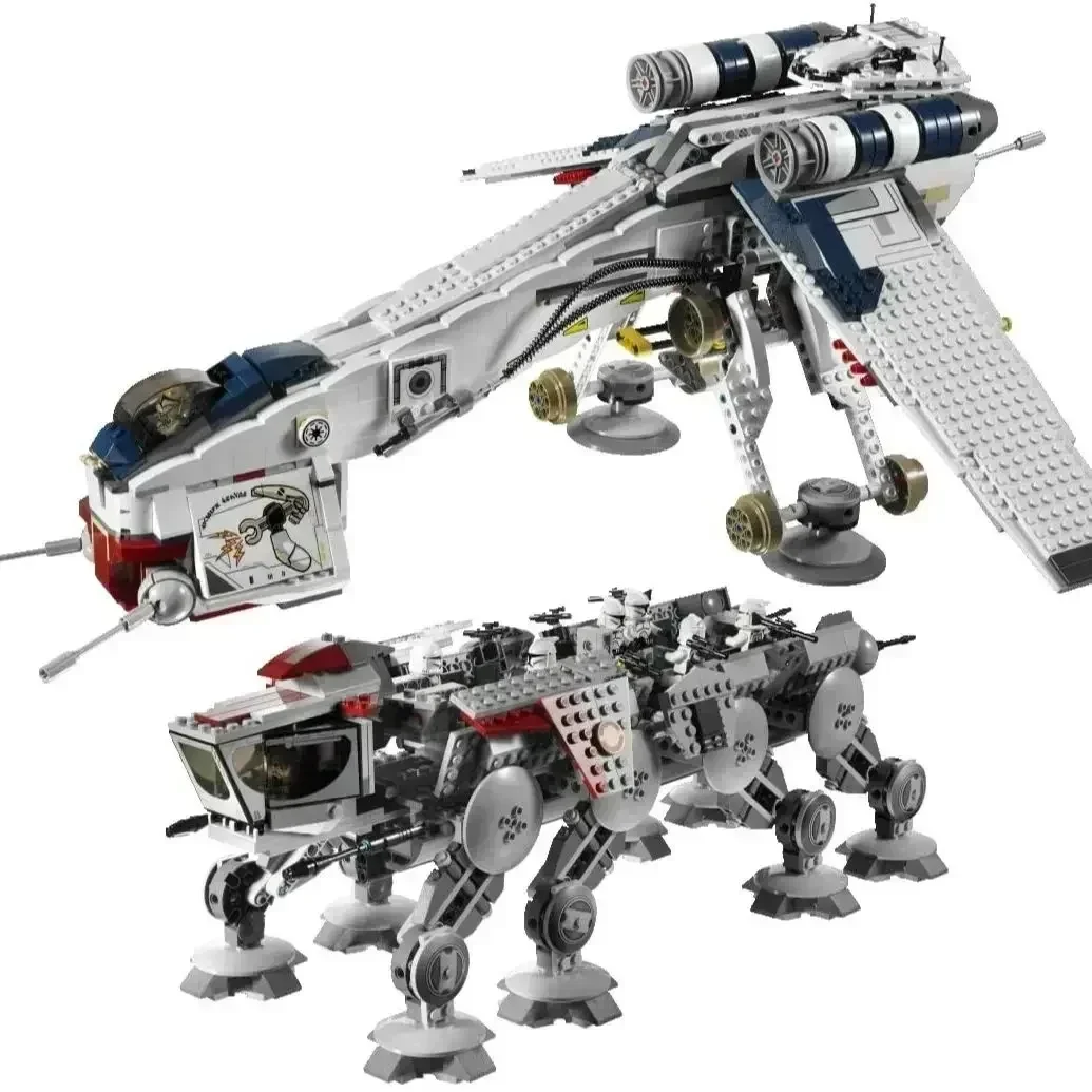 Hot Toys 05053 Star Republic Dropship With AT-OT Walker Set 1808 PCS Building Blocks Bricks Toy For  Birthday Gifts 10195