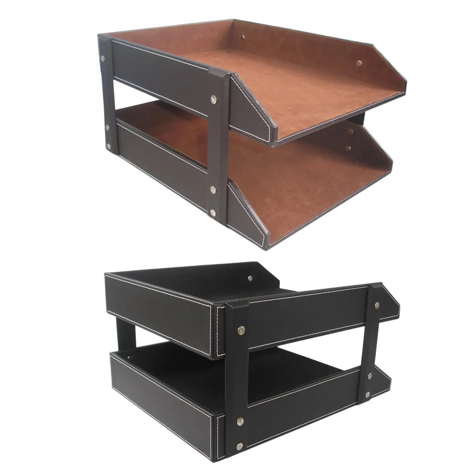 Sleek Leather File Storage Shelf - Organize Your Papers Effortlessly