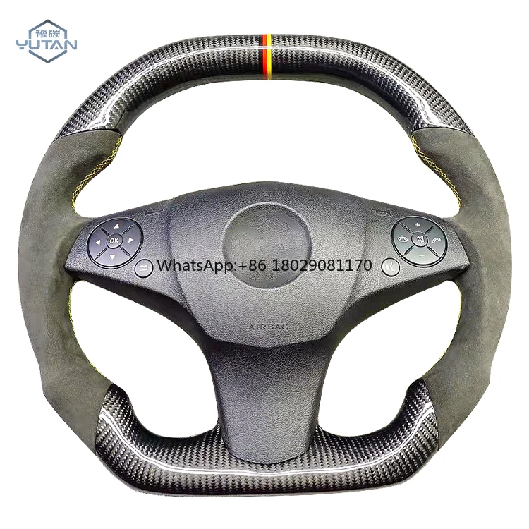 Volante de ante personalizado para coche, accesorio de fibra de carbono 2008 para Mercedes C63, C200, C260, W204, AMG Ano