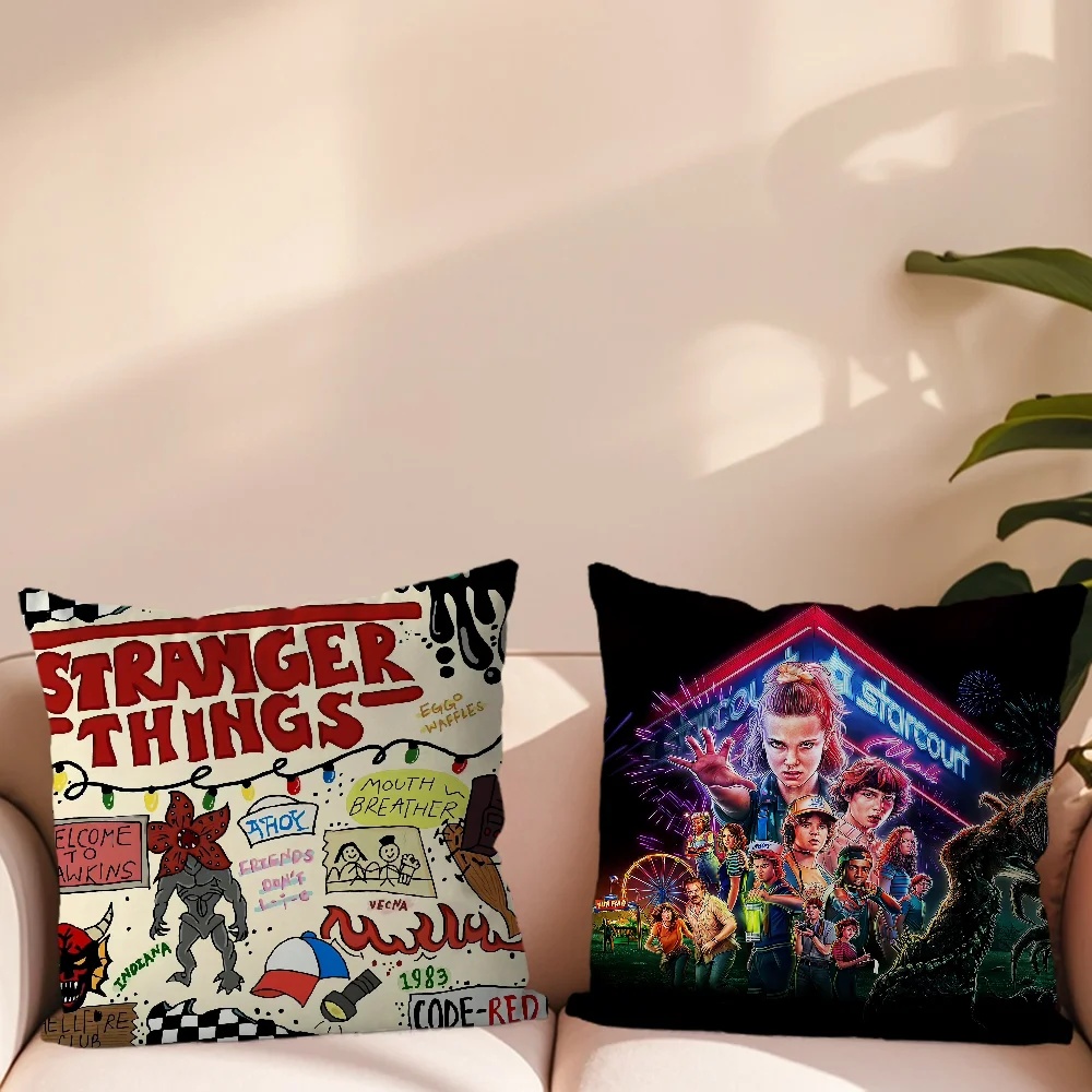 Hot TV S-Stranger T-Things Pillow Case Soft Cushion Cases for Farmhouse Sofa Decor Home Decorations and Protector