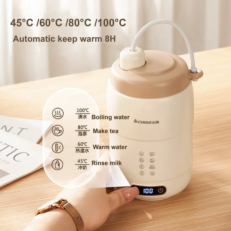 Hervidor de agua eléctrico portátil para viaje, termo automático de 220 ml con control de temperatura, taza de estofado para la salud de la Oficina y el hogar, 500 V