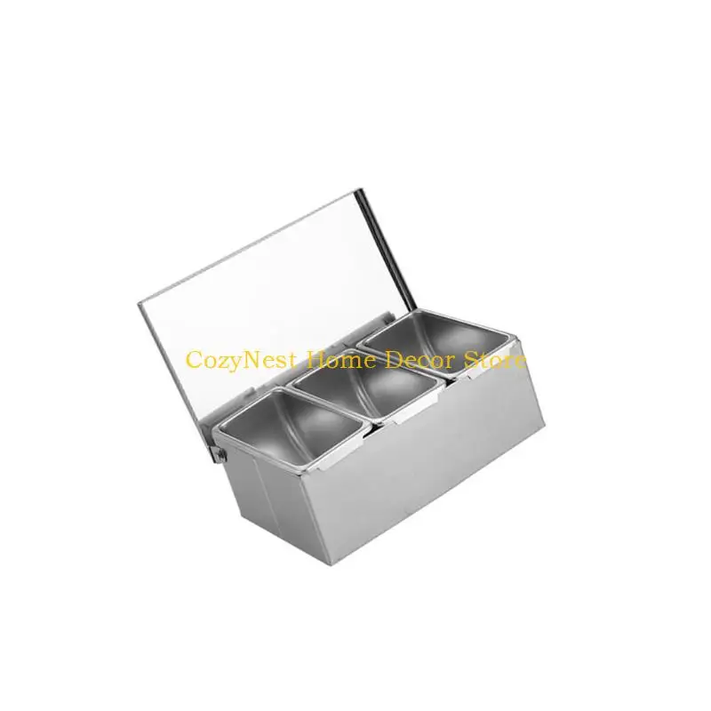 92MF Practical Nonrust Steel Spice Storage Box Multi Section Kitchen Essential For Organized Cooking And Meal Preps