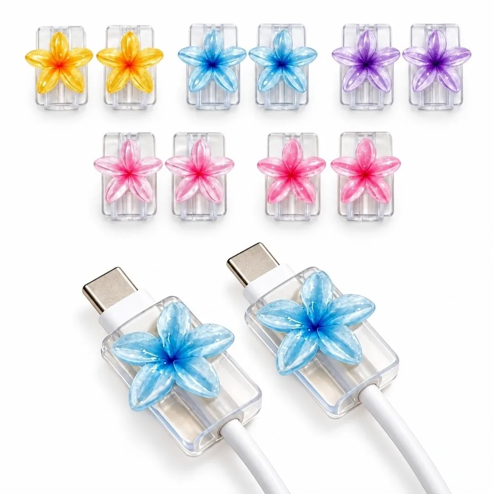 Plumeria Flower Charging Cable Protector Anti-Break Anti-Fray Phone Charger Protective Sleeve Charger Cord Saver