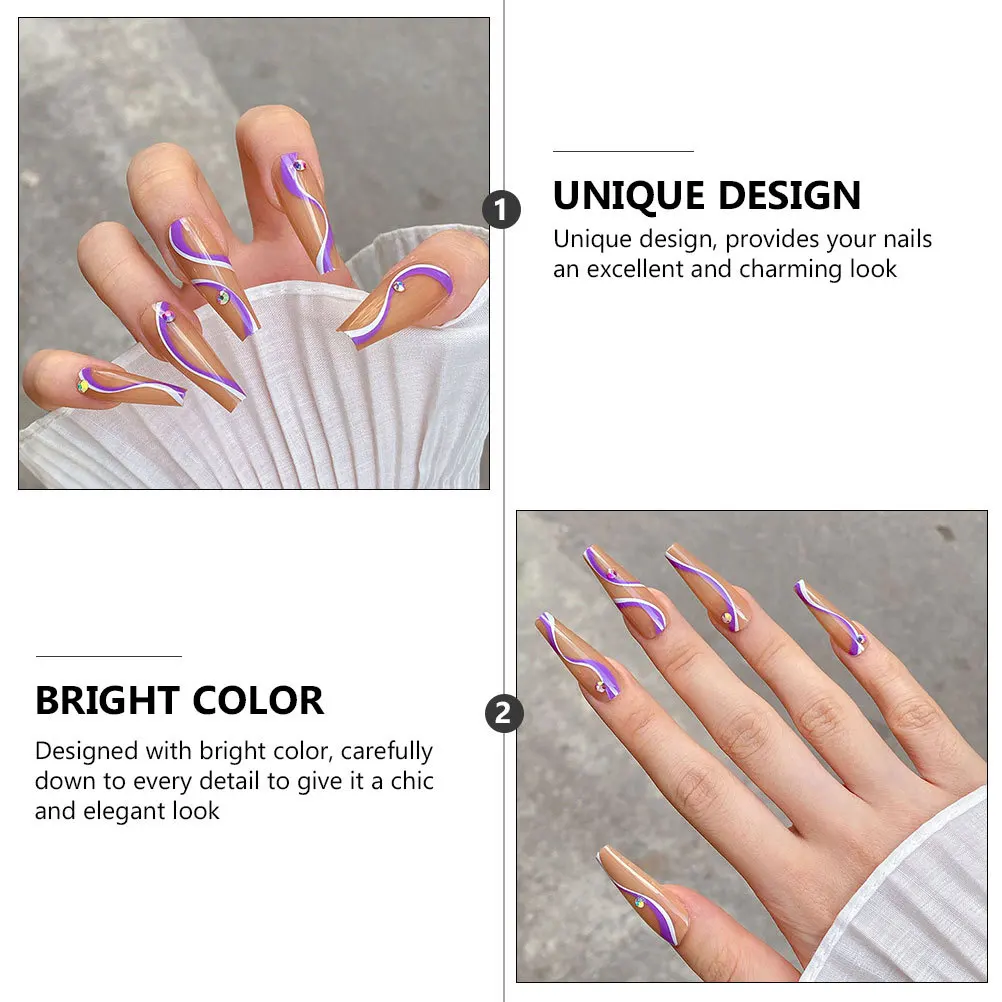 48 pçs caixão superior plano unhas falsas elegante cobertura completa dicas de unhas falsas para profissional diy decoração da arte do prego unhas falsas longas