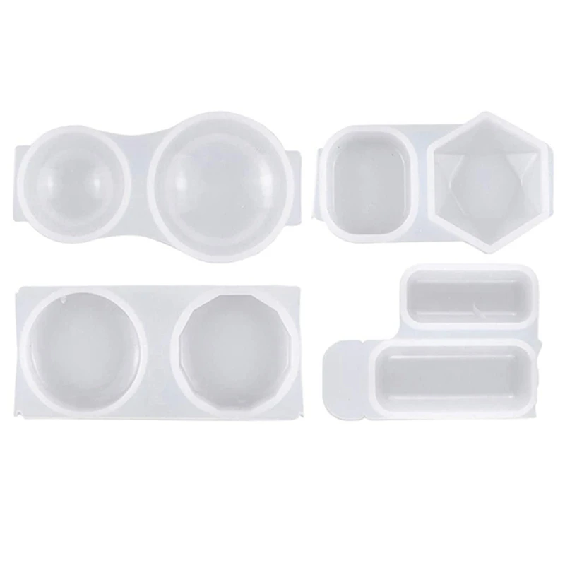 4 Pack Silicone Resin Moulds For Pendant Jewelry Resin Casting Molds Epoxy Resin Mold Square Round Jewelry Craft Moulds