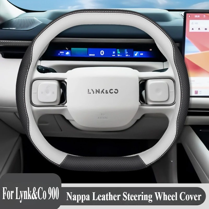 

For Lynk&Co 900 2025 Nappa Leather Steering Wheel Cover Ultra Thin Anti Slip Four Season Universal Car Interior Accessories