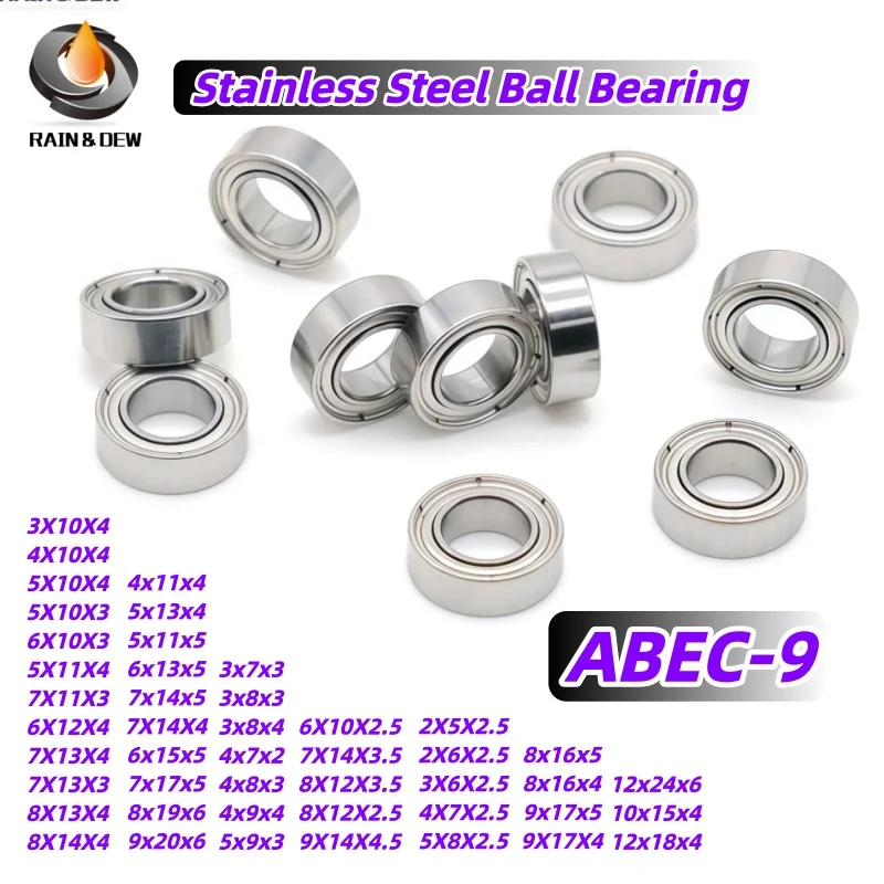 10PCS SMR95ZZ 5X9X3 mm Bearing ABEC-9 Stainless Steel Ball Bearing High Speed Bearing SMR52ZZ SMR62ZZ SMR74ZZ SMR83ZZ SMR105ZZ