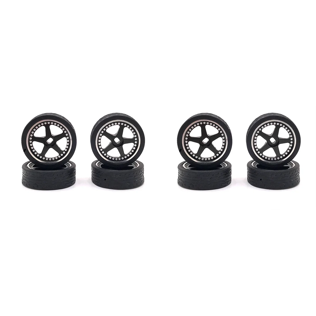 4Pcs 26mm Metal Wheel Rim Rubber Tire Tyre Set for Wltoys 284131 K969 K989 K999 P929 Mini-Z 1/28 RC Car Upgrades Parts,4