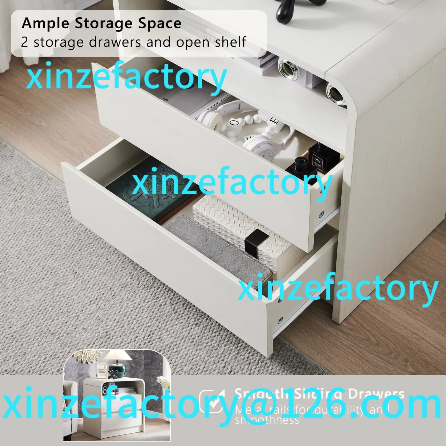 Customizable 25" Tall Modern Nightstand with Charging Station