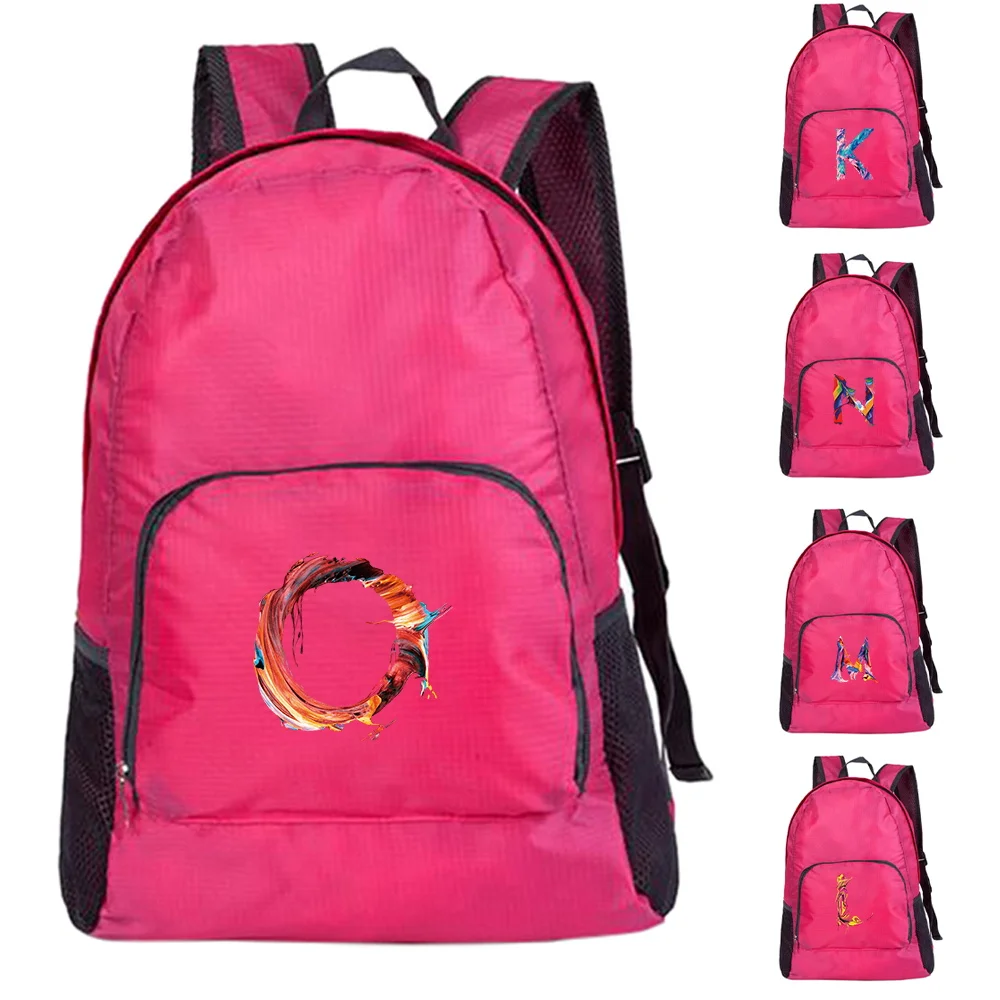 Ultralight Portable Foldable Soft Camping Shoulder Backpack Paint Letter Print Climbing Travel Mountaineering Hiking Cycling Bag