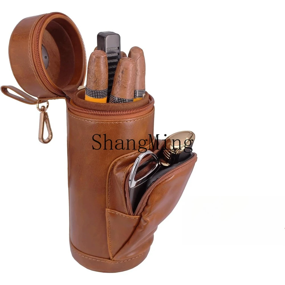 SM New Cigar Moisturizer Cedar Moisturizer Large Capacity Cowhide Multifunctional Humidor