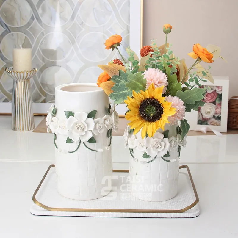Ceramic vase, flower pot, heavy craftsmanship, home decoration, handicrafts, simulated dried