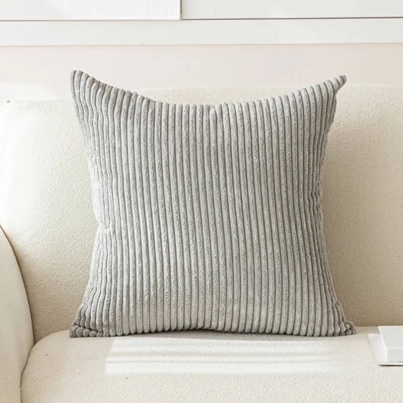 

Gray Cushion Covers Super-Soft Striped Velvet Corduroy Home Decor Pillow 30x50cm 45x45cm Cover for Sofa Living Room Pillow Case