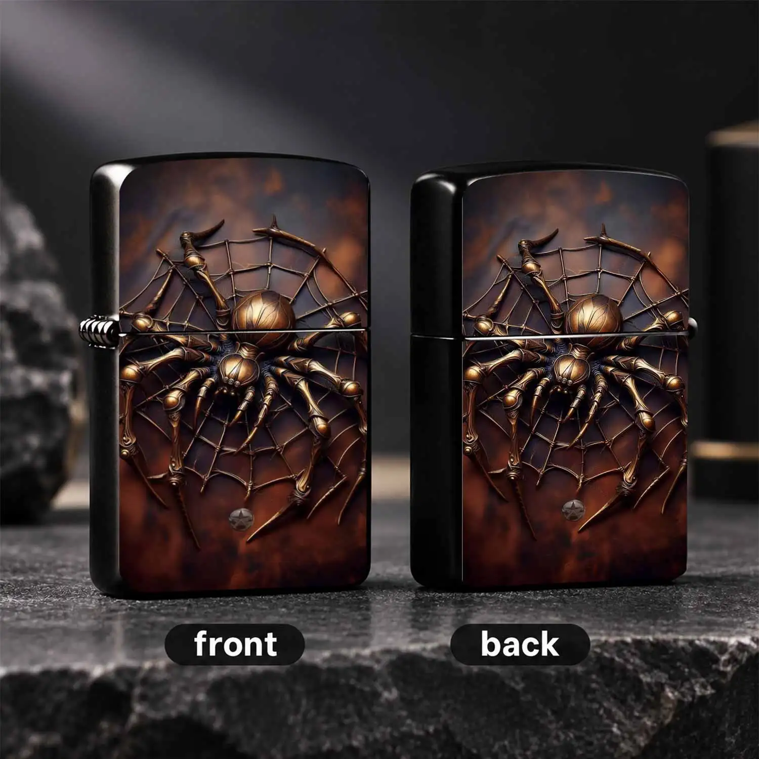 Vintage Steampunk Bronze Style Web Themed Portable Lighter, Creative Art Embossed Daily Carry Ignition Tool, Suitable For Multiple Scenarios, Cool Collectible Practical Item, Great For Gifting And Personal Use To Show Unique Aesthetic, Dura