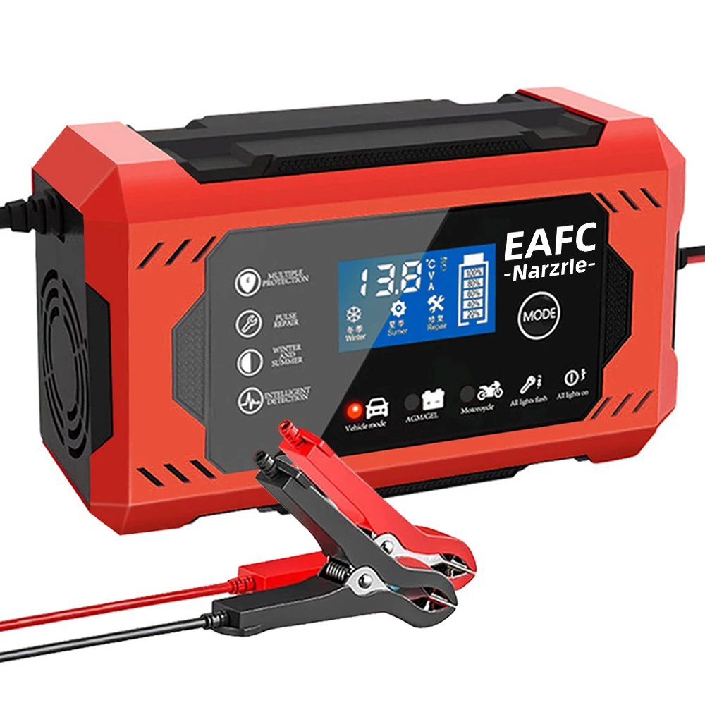Große Bildschirm Auto Batterie Ladegerät 6A/8A/10A 12V Auto Motorrad Batterie Lade Gerät Blei-säure batterie Smart Reparatur LCD Display
