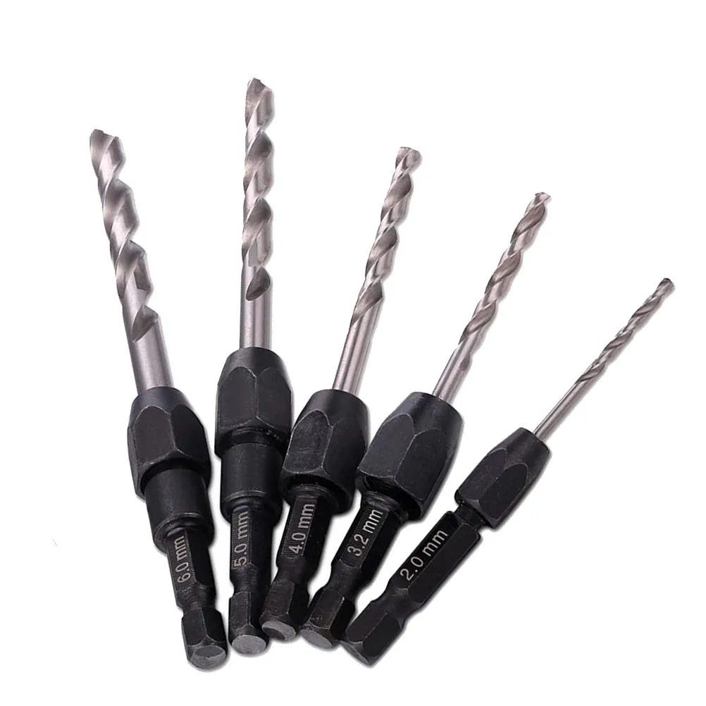 

5pcs 2Mm 3.2Mm 4Mm 5Mm 6Mm Hexagon Shank Drill Bit Set For Concrete Carbon Steel Alloy Cast Iron Plastic High-Speed Steel Tool