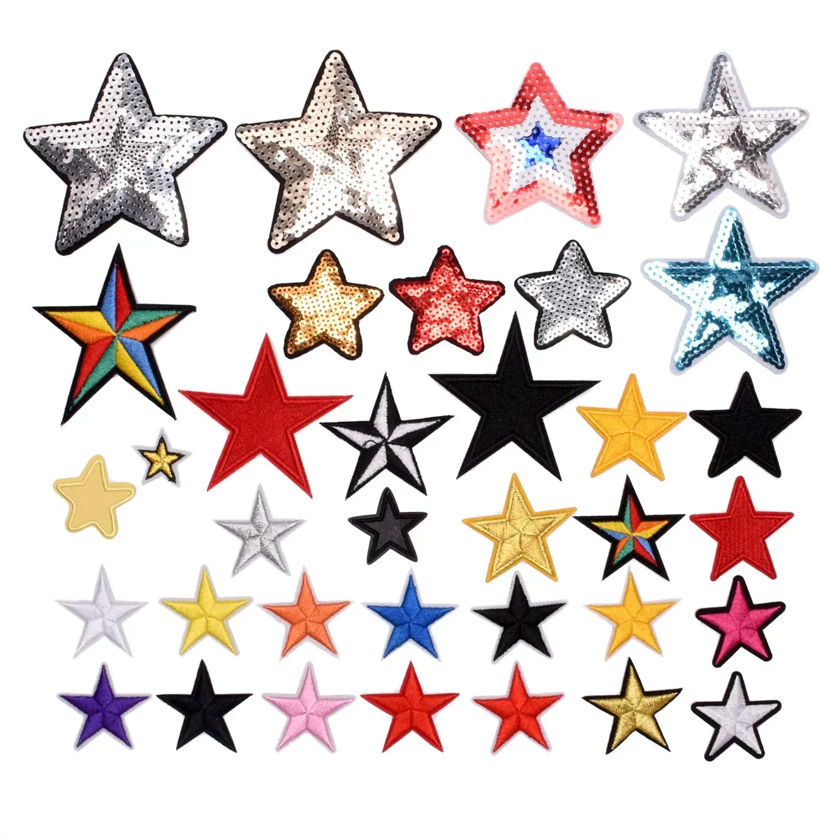 Cartoon 5-Pointed Star Iron-on Patch | DIY Clothing Decoration | Multi-color Embroidery Sewing Patche