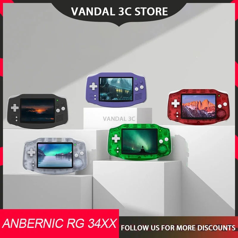 Anbernic Rg 34xx Handheld Game Console Horizontal Version 4-Core 3.4 Inches Ips Screen Wifi Bluetooth Game Machine Customized