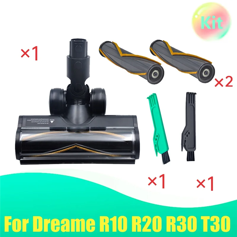 

AT28-LED Light Equipped Electric Floor Brush + Double Roller Brushes For Dreame R10 R20 R30 T30 Vacuum Accessories
