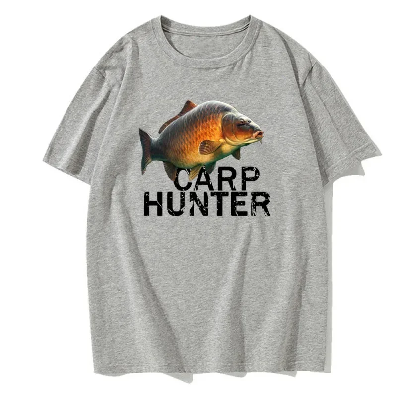 Summer Harajuku Carp Print Men\'s T-shirt Casual Breathable Round Neck Short-sleeved Sports European Size T-shirt Clothing